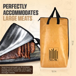 WinzMil BBQ Blanket for Resting Meat – Insulated Reusable Smoker Bag with Wide Mouth, Foldable Design & Handles Heavy-Duty – Perfect for Brisket, Pork, Turkey, Beef, Steak, Picnics & Camping (21in)