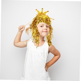 FOMIYES 6 Pcs tinsel hair wig Tinsel Wigs for Women foil wigs adult shiny wigs Fancy Dress Shiny Party Wig Short Wig fancy hair wig metallic wig glitter dresses cosplay gold men and women