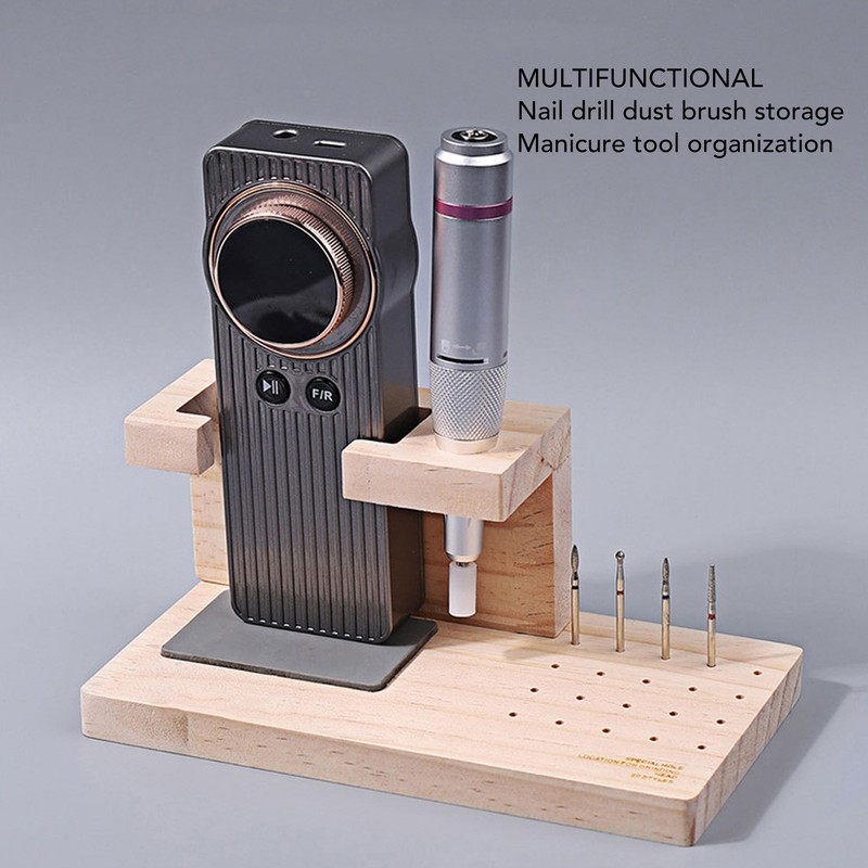 Wooden Nail Drill Stand Organizer with 81 Holes Drill Bits