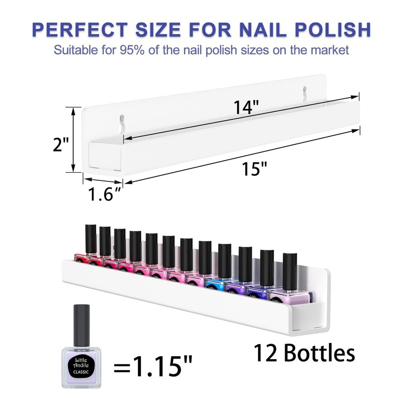 FEMELI Nail Polish Wall Rack: 6 Shelves 15 Inch White