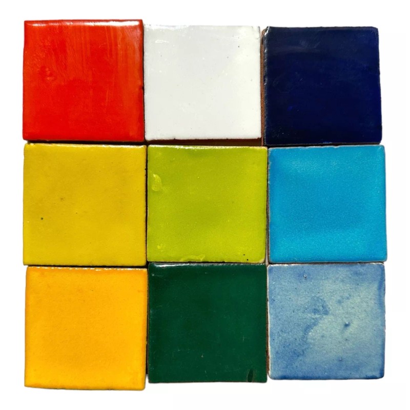Escanver 40 Piezas Azulejo Talavera 5x5 Cm Mezcla Colores Lisos