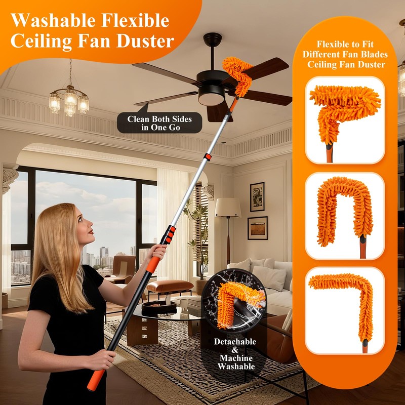PuliKit 26ft High Reach Duster Kit with 5-20ft Heavy-Duty Extra