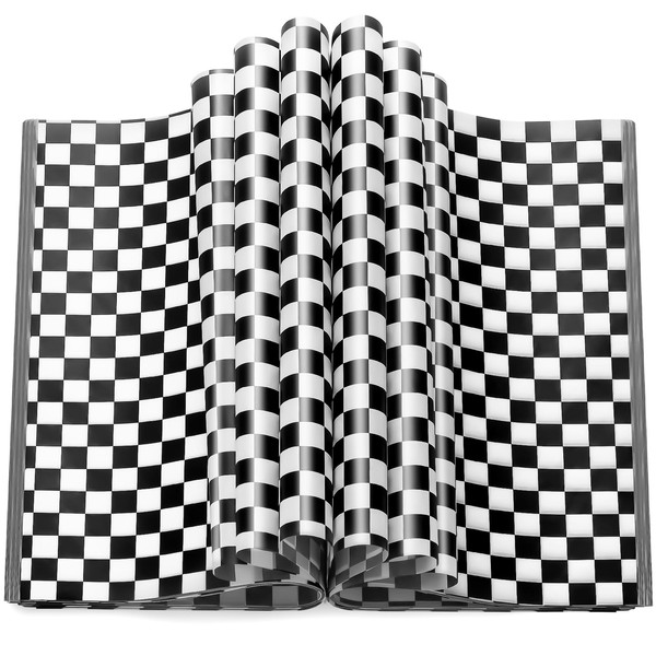 100 Pcs Black & White Checkered Wax Paper Sheets for Food, Wax Paper for Food Sandwich Wrap Paper Deli Wraps, Waterproof Oil-proof Picnic Basket Liners for Kitchen Handmade Food
