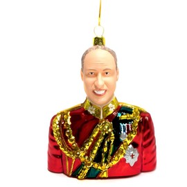 Cody Foster & Co Noble Prince Ornament, Regal Red & Gold Uniform Decor, Hand-Painted Glass Christmas Ornament, 5 Inches