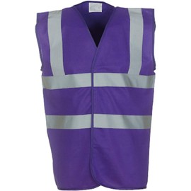 Yoko Men's Yk001/Hvw100 Hi Vis 2 Band and Braces Waistcoat - Purple, Large