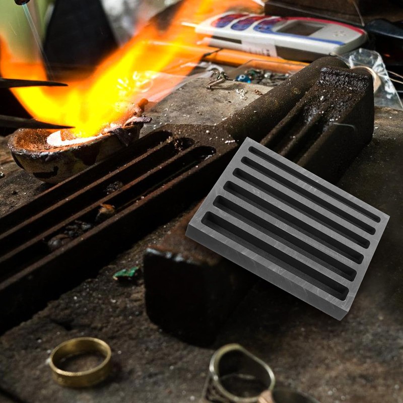 TEHAUX Long Strip Graphite Ingot Mold, Black Crucible Ingot Casting