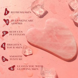 Jade Roller & Gua Sha, Face Roller, Facial Beauty Roller Herramientas para el cuidado de la piel, BAIMEI Rose Quartz Massager para rostro, ojos, cuell