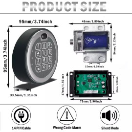 WAHLINPARTS Digital Keypad Lock Gun Safe Lock Replacement Electronic Solenoid Lock 2 Keys