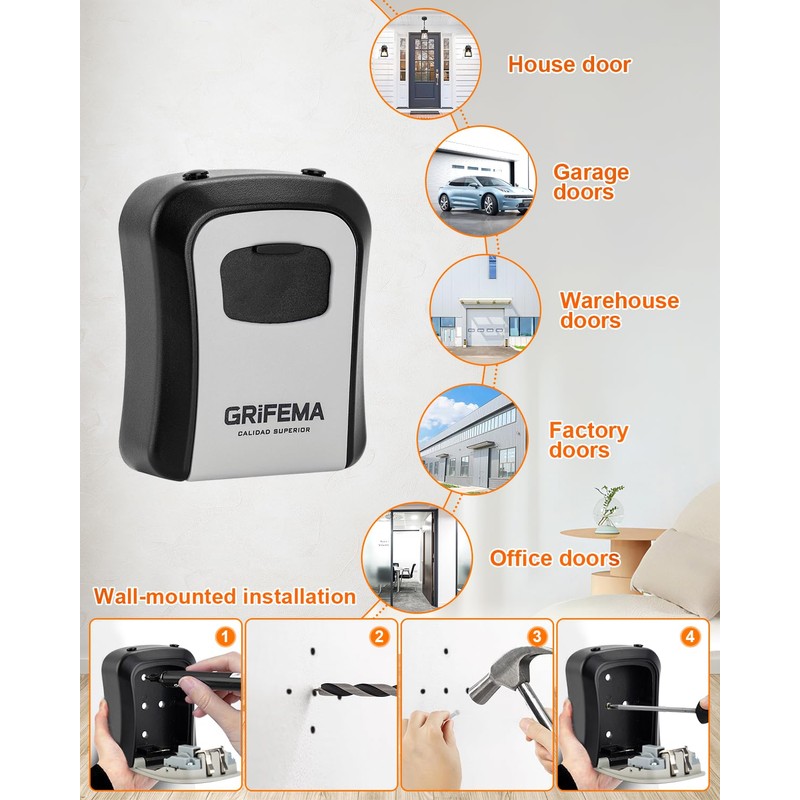GRIFEMA GA1003-2 Key Safe Box, Lock Box, Key Cabinets with