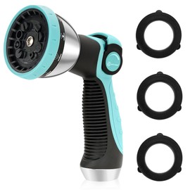 AUTOMAN Garden Hose Nozzle Sprayer - 10 Spray Patterns, High Pressure, Thumb Control On Off Valve, Metal Duty Water Nozzle, Extra 3 Washers, for Watering Garden, Cleaning, Washing Car, Showering Pets