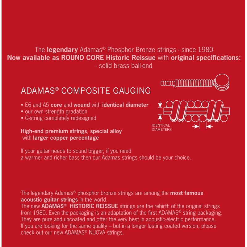 Adamas Historic Reissue Acoustic Guitar Strings Phosphor Bronze Round Core