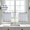 Blue Linen Kitchen Curtains 20 inch Length Pinch Pleat Cafe
