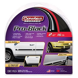 Cowles S38902 – 16 Feet of Pro-Black Body Side Molding – 2 Inch Wide Self Adhesive PVC Molding Truck/ SUV/ RV Universal Fit Exterior Molding Bumper Window Door Body Side Decorative Glossy Black Strip