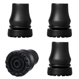 4Pcs Cane Tips 3/4 Inch Heavy Duty Rubber Cane Tips, Anti Slip TPR Replacement Rubber Tips for Canes, Walking Sticks, Hiking Stick, Seniors Crutches Black