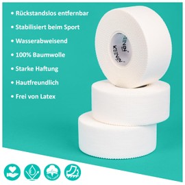 keenon sports® Boulder Tape Climbing Tape - Finger Tape Climbing Strength Sports - Hand Tape Volleyball, Basketball, Handball - Skin-Friendly Sports Tape (3 Rolls Each 10 m, 2.5 cm Wide, White)