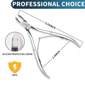 Armiz Cuticle Nipper Stainless Steel Professional Cuticle Cutter for Manicure and Pedicure - Cuticle Remover Tool (Silver) with 0.25-inch Sharp Blade to Trim Tough Cuticles, Dead Skin, and Hangnails