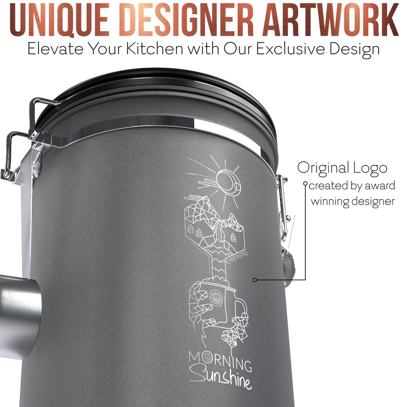 CafetastiQ Coffee Canister - New 2024 Extra Large 38OZ Beans/