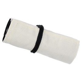 PATIKIL Handmade 36 Slots Roll Up Pencil Case, Canvas Pencil Wrap Pouch Pen Holder Organizer for Artist Drawing Coloring Sketching, White/Black