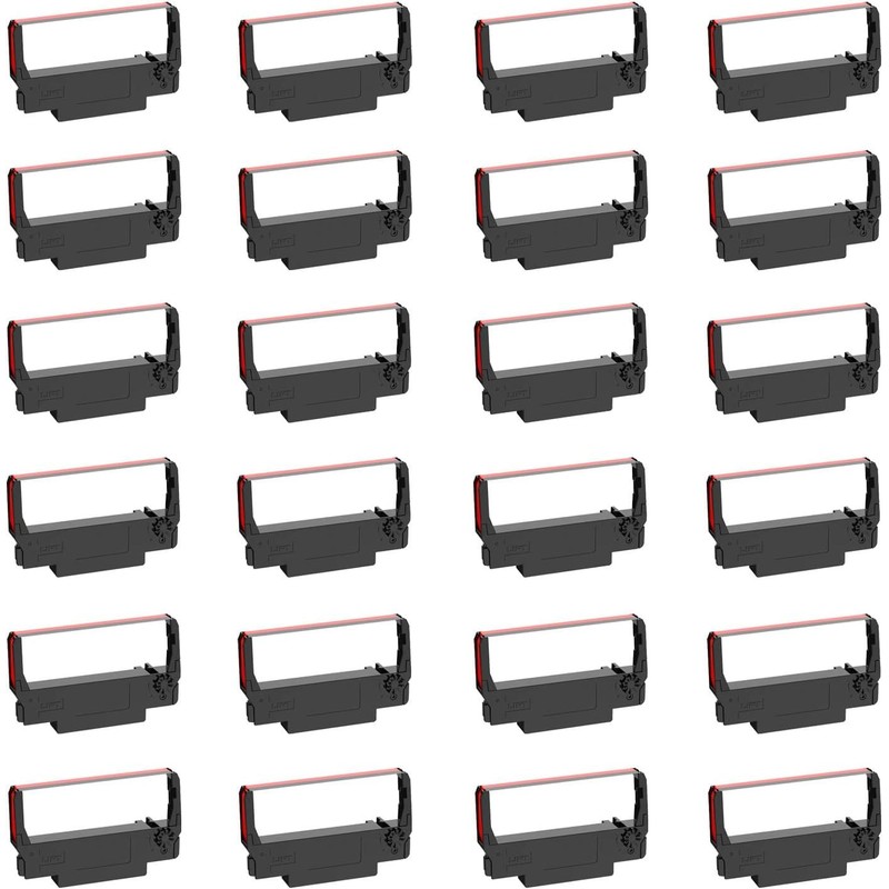 Bigger Replacement for ERC-30/34/38 B/R Ribbons, 24 Pack, Black and