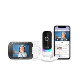 Hubble Nursery Pal Essentials 2.8 inch Video Baby Monitor, HubbleClub App Connected, with Room Temperature Sensor, Private Secure Wi-Fi Connection, Digital Zoom, Soothing Nature Sounds - White