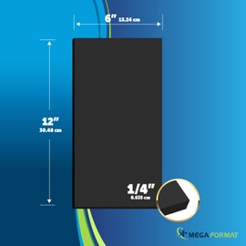 Mega Format Expanded PVC Plastic Sheets - 6" X 12" Rigid Black Sheet for Crafts, Signage, & Displays - Sintra, Celtec PVC Board - Waterproof for Outdoors Use - 1/4" 6mm Thick - 3-Pk-Black