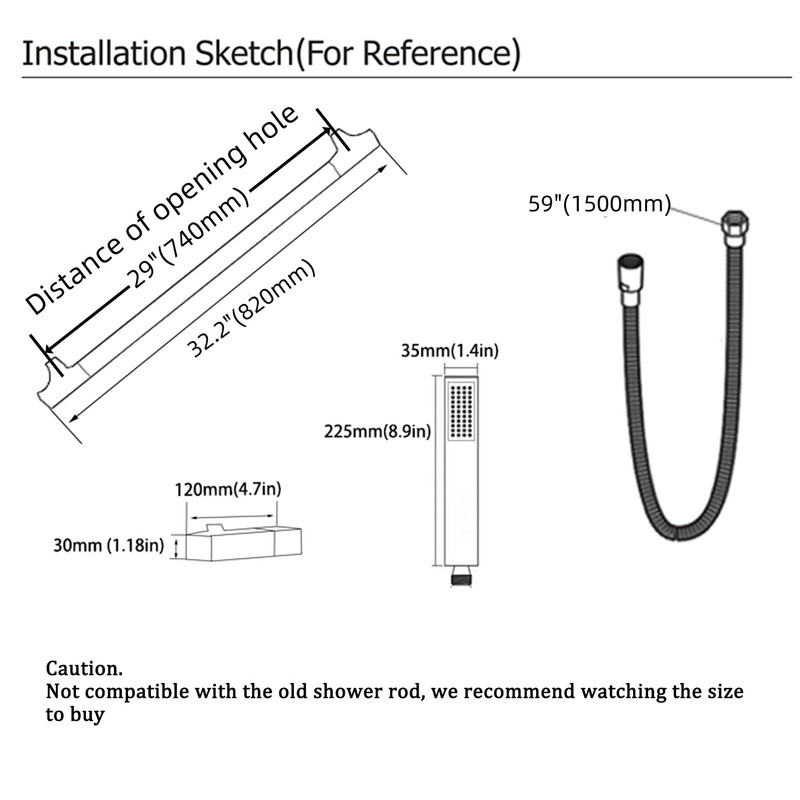 BEIYI Matte Black Handheld Shower with Slide Bar Square Handheld