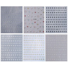6 Colorful Star Nail Patches, Diy Nail Art Materials, Nail Decorations, Shiny Nail Patches.