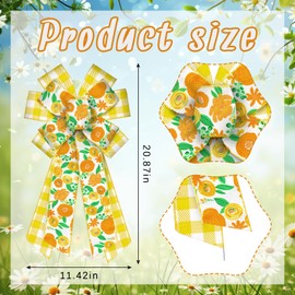 ALIBBON Large Spring Bows for Wreaths, Spring Wreath Bows, Yellow Buffalo Plaid Bows for Front Door, Spring Decor, Spring Flower Burlap Bows for Spring Wreath Indoor Outdoor Decoration