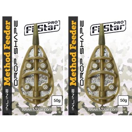 PRO FILSTAR Inline Method Feeder Set 2 Pieces Feeder - Drop Shape Feeder - 50g Fishing Lead & Anti Tangle Swivel - Carp Assembly - Bottom Fishing - Carp Fishing Accessories - Carp Fishing