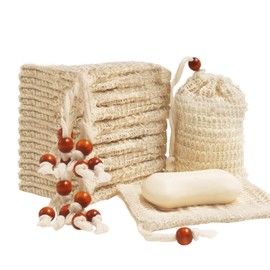 Sopurrrdy 20 Pcs Natural Sisal Soap Saver Bag for Organic Soap Pouch for Exfoliating Lathering and Air-Drying During Showers
