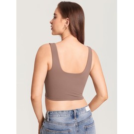 MOMANDA Pumping Bra Longline Square Neck Sleeveless Maternity Workout Tank Tops for Women Brown Purple Large