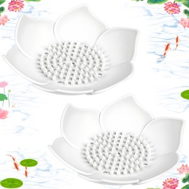 Lotus Shower Steamer Tray, Silicone Soap Dish, 2 Pack Lotus Flower Shape Shower Steamer Tray Small Self Draining Bar Soap Holder for Kitchen Bathroom Counter