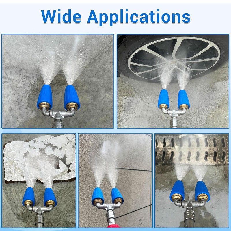 Pressure Washer Dual Turbo Nozzle 2mm Hole 4‑6GPM 4000PSI Pressure