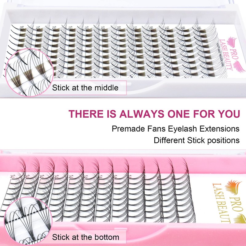 Ready-to-Use Eyelash Fans, 9D-D-0.07-12, Ready-to-Use Fan Eyelash Extensions, 0.07 Volume
