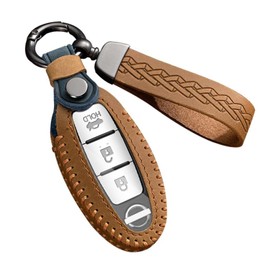 [Fucaten] Compatible Nissan Key Case, Key Cover, Key Holder, Kicks P15 Series, Note E13, Days, Cube, March, Juke, NV350, Wingroad, X-Trail, Mitsubishi eK Cross, Wagon, Delica Mini (Brown)