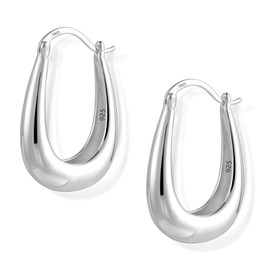 ALEXCRAFT Chunky Silver Hoop Earrings for Women Sterling Silver Thick Hollow Hoops Hypoallergenic Earrings