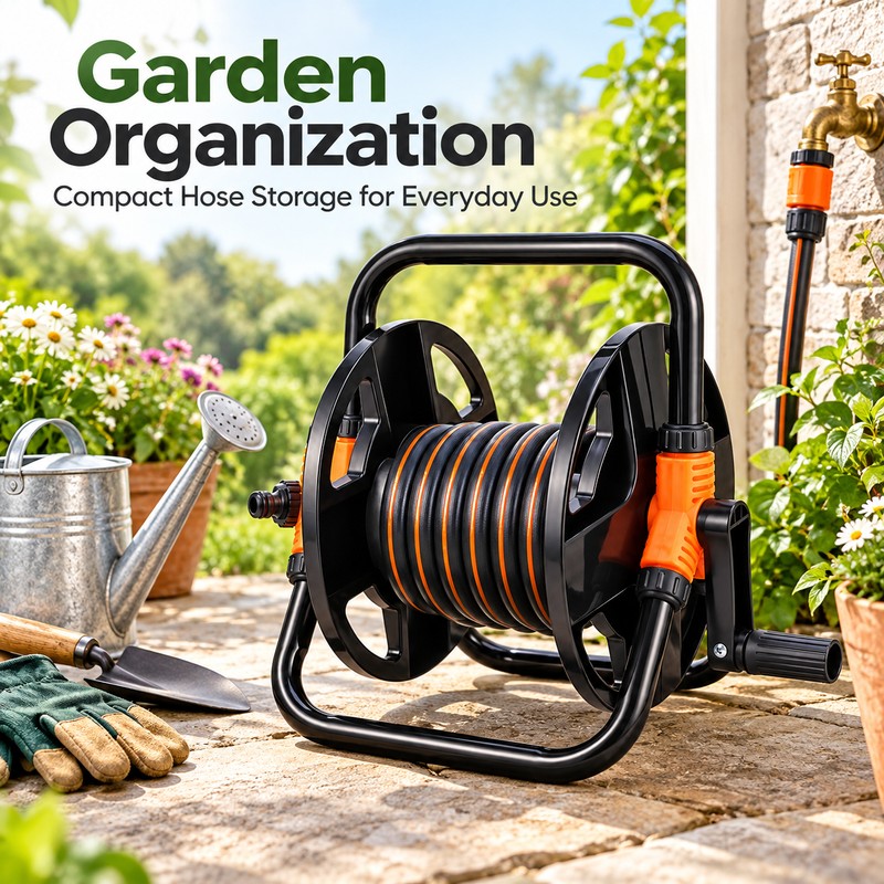 Portable Garden Hose Reel for Water Pipe Storage – Plastic