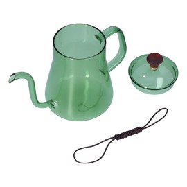 Gooseneck Kettle, Glass Teapot Long Coffee High Borosilicate Spout Glass Coffee Pot Pour over Kettle for Home (Green 350ML)