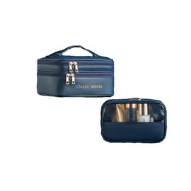 Aylashine Makeup Pouch, Makeup Pouch, New PU Cosmetic Bag, Portable, Large, Cosmetics Pouch, Cute, Lightweight, Double Layer, 2-Piece Set, Cosmetic Storage Bag, PVC Waterproof Cosmetic Bag, Large