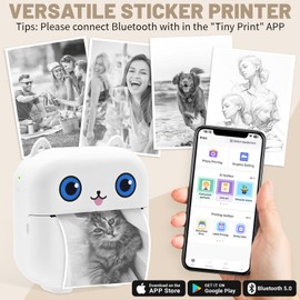 FunYat Portable Thermal Inkless Label Printer,Bluetooth Smart Maker Printer for iOS&Android,Mini Sticker Printer for Memo,Journal,Fun,Work,Receipts,Study Notes,Shipping Label