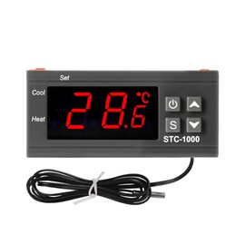 Dorhea STC-1000 10A DC 12V Digital LED Temperature Controller Cooling Heating Centigrade Thermostat 2 Relays LED Output with NTC Sensor Probe(12V)