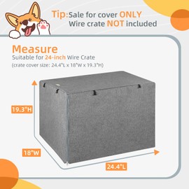 Seiyierr Dog Crate Cover - Kennel Covers Fit for 24 Inch Dogs Crate, Double Door Polyester for Wire Puppy Cage Indoor Outdoor Protection, Grey