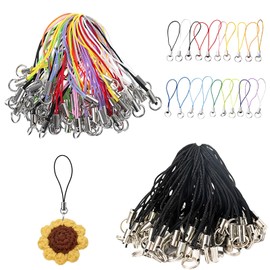 YEDOUALE 200 Pezzi Cinturini per Telefono con Anello 8 mm, 100 Neri + 100 Multicolore, Cordoncini in Nylon con Moschettone per Ciondoli, Portachiavi, USB, DIY