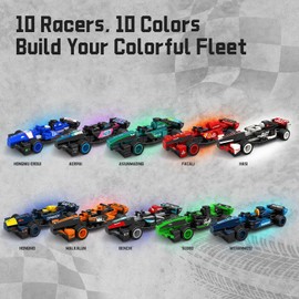 Utbttor F1 Race Cars Building Blocks 10 Pack,Car Toy Building Set for Kids,732 PCS DIY Collectible Cars for Boys & Girls Ages 6+, Surprise Gift for Racing Fans Idea for Birthday/Children’s Day/Party