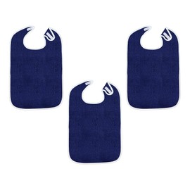 3Pcs Adult Bibs,Large Adult Feeding Bibs,Machine Washable,Adjustable Clothing Protectors for Unisex Seniors,Elderly Men Women, dark blue