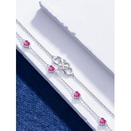 Wildari Infinity Heart July Birthstone Charm Link Anklets for Women 925 Sterling Silver Adjustable Anniversary Birthday Gifts Mother's Day Jewelry Gift for Mom Women Wife Her Friends