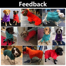 Morezi Dog drying coat robe dressing gown towel pet bathrobe super absorbent anxiety relief designed fit for small medium large breeds - Purple - XXL