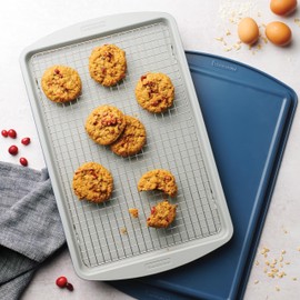 Tramontina Rise 3-Piece Ceramic Baking Pans Set, Non stick Cookie Sheets for Baking with Cooling Rack, Aluminized Steel, Dishwasher-Safe
