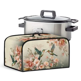 Yuresuaet Floral Hummingbird Slow Cooker Cover Water-Resistant Rice Cooker Cover Stain Resistant Keep Appliance Clean Machine Washable