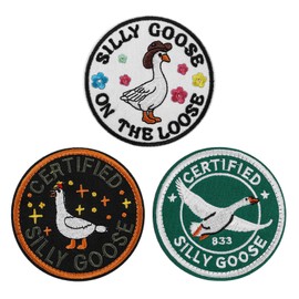Wanmu 3 Pcs Funny Goose on The Loose Patch, Cute Animal Meme Patch Hook and Loop Embroidered Emblem Fastener for Tactical Backpacks Army Vests Bag Hats Helmets